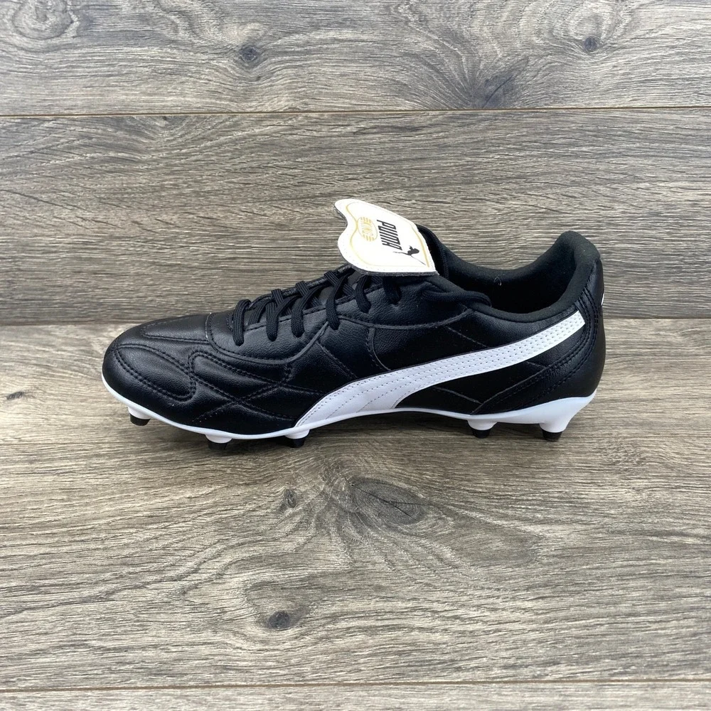 Puma King Soccer Cleats Mens 8.5 Black White Fold Over Tongue 107254-01